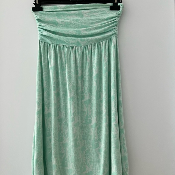 💚 strapless stretchy jersey dress in refreshing mint / green pattern - Picture 3 of 8